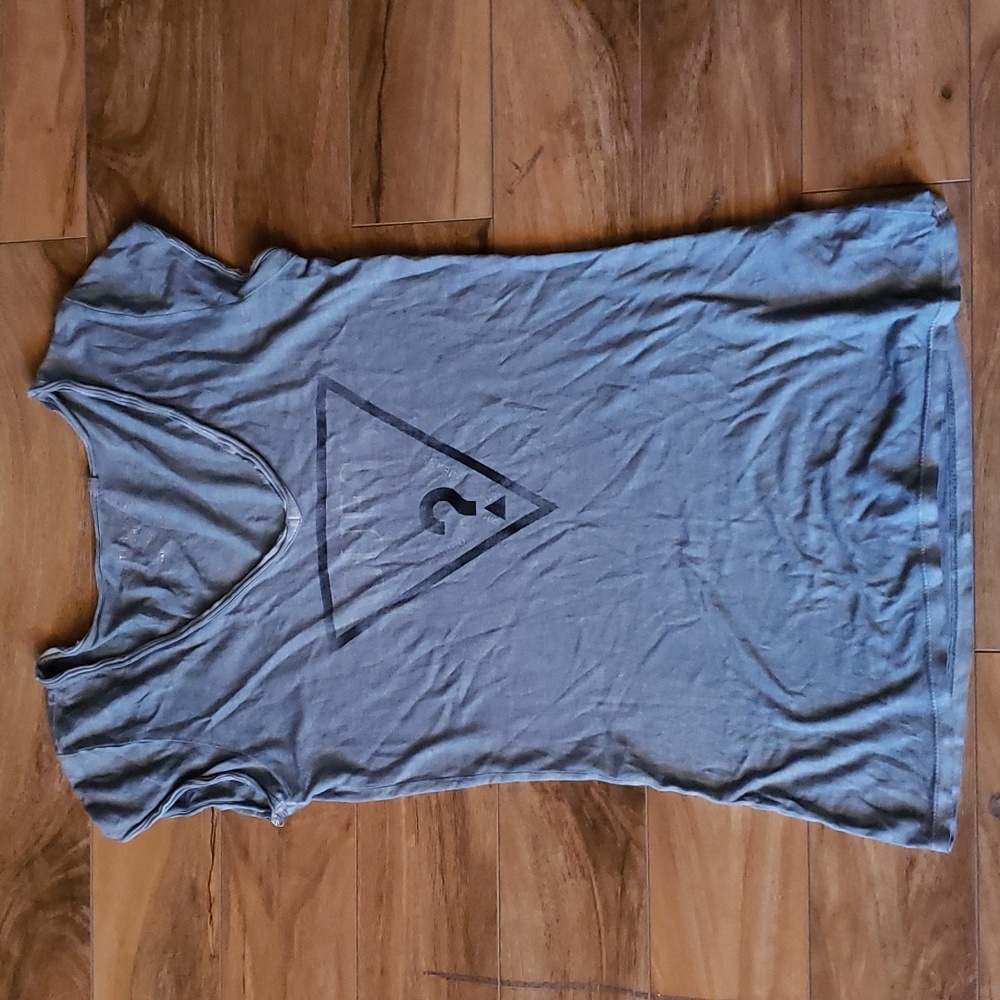 Guess Jeans distressed logo tee low cut v neck sexy style